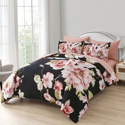 Soft Warm Floral Comforter Set, King Size, Ultra-Plush Bedding with Pillowcases