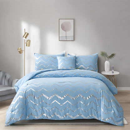 Metallic Print Comforter Set, King Size, Chic 3-Piece Bedding with Pillowcases