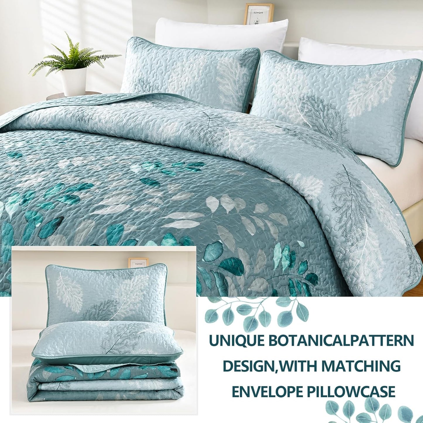 Crafted Quilted Bedspread and Pillowcases Set: A Testament to Elegance - Queen size