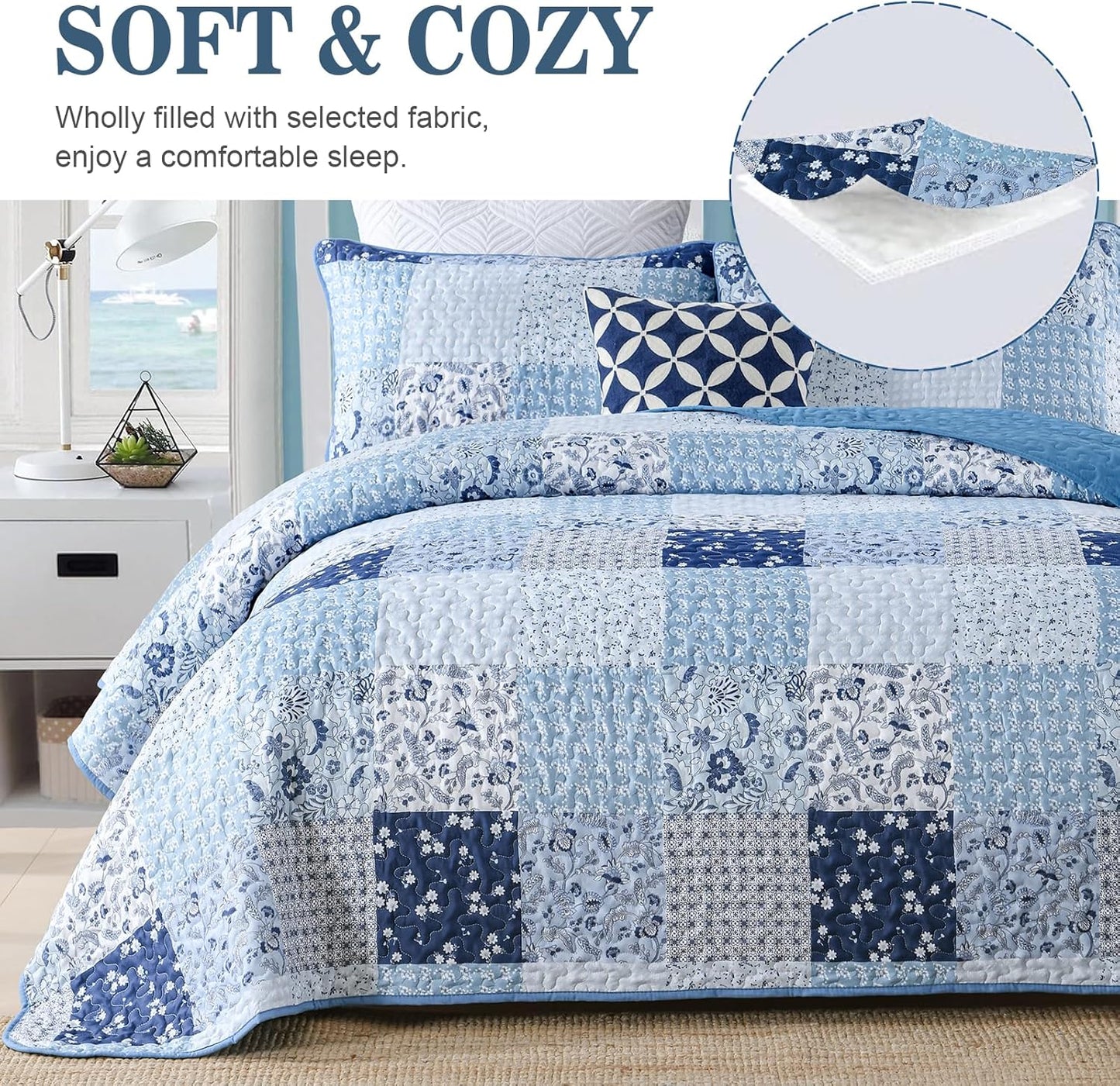 Charming Quilted coverlet and pillowcovers set: Timeless Appeal - Queen size