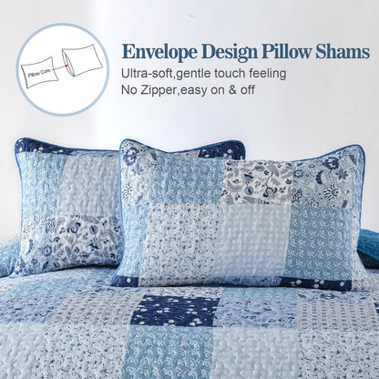 Charming Quilted coverlet and pillowcovers set: Timeless Appeal - Queen size