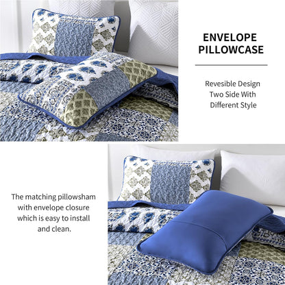 Gorgeous Quilted bedspread and pillowcovers set: Comfortable Elegance - Queen size