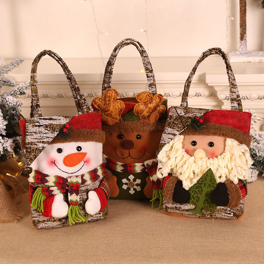 3 PCS Christmas Gift Bags - Santa, Snowman, and Reindeer Design for Holiday Treats and Presents