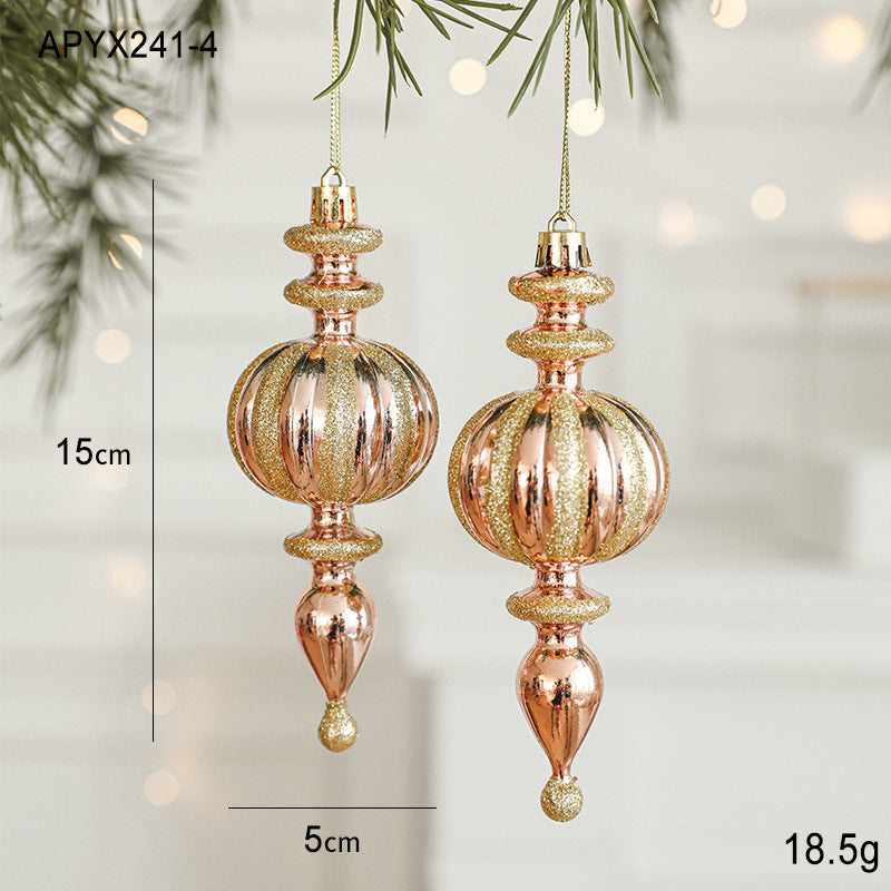 Set of 10 Christmas Ornaments -Gold & Rose Gold Holiday Tree Decorations