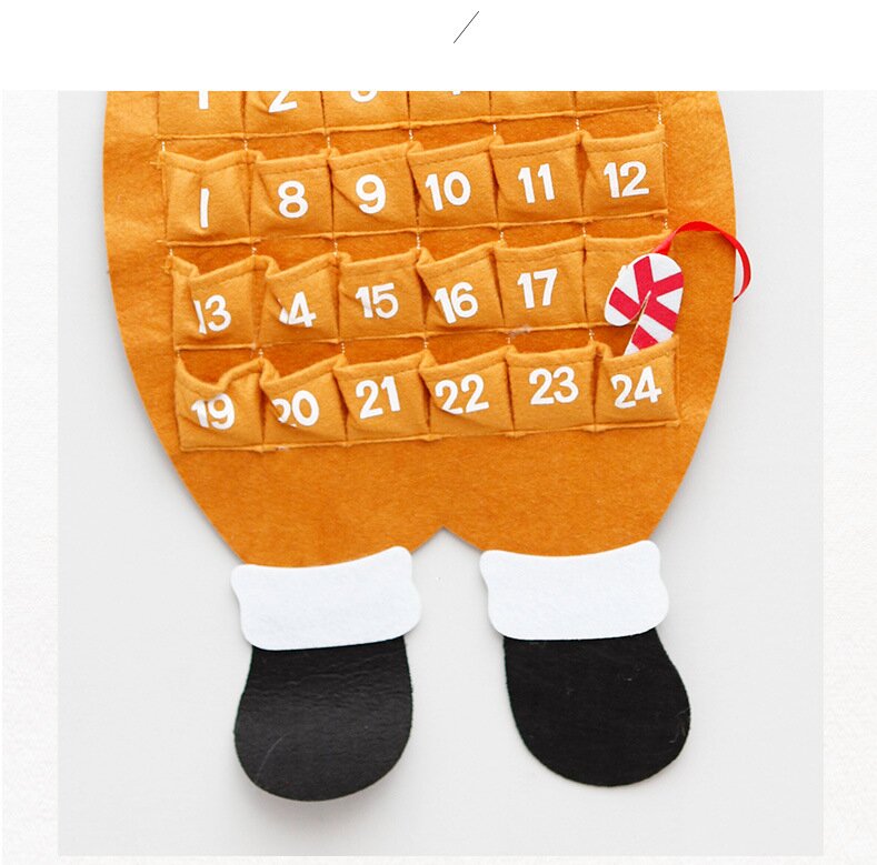 Reindeer Advent Calendar - Felt Christmas Countdown with 24 Pockets, Wall Hanging Decoration for Kids