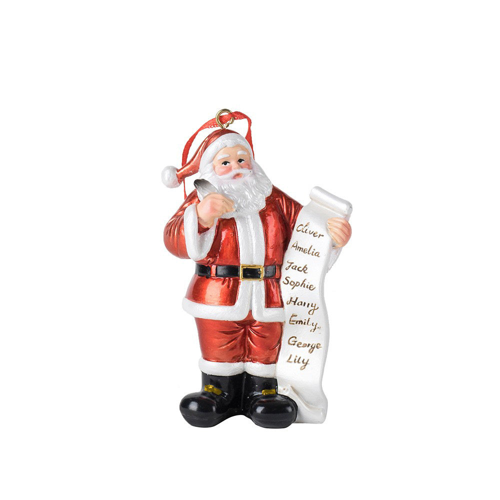 Santa Claus Christmas Ornament - Resin Figurine with Customizable Name List, 10cm Festive Decoration