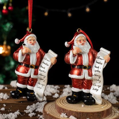 Santa Claus Christmas Ornament - Resin Figurine with Customizable Name List, 10cm Festive Decoration