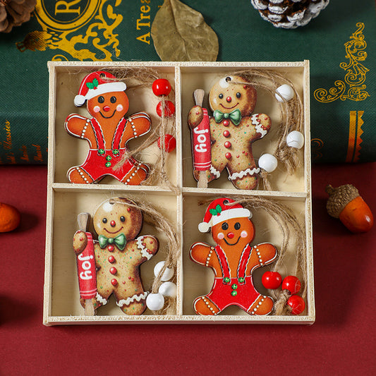 (2 set)Christmas Gingerbread Ornaments Set - Festive Wooden Decorations for Tree, Set of 12