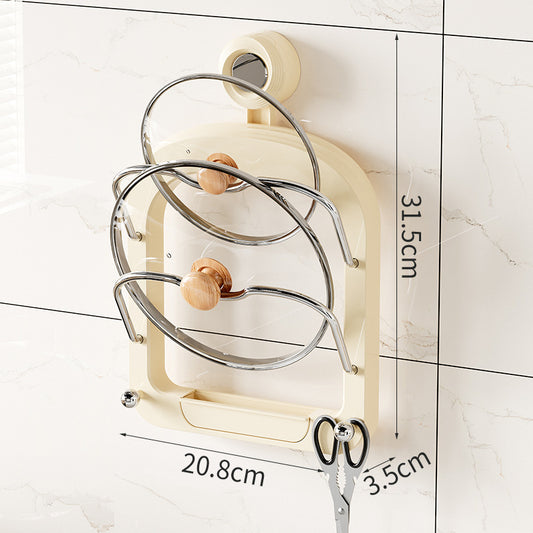 Wall-Mounted Pot Lid Organizer Rack - Kitchen Storage Holder with Adhesive Mount (31.5 x 20.8 x 3.5 cm)