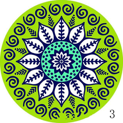 Set of 6 Mandala Ceramic Drink Coasters - Absorbent, Non-Slip Coasters for Coffee Table and Home Decor 10.4cm