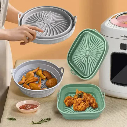 3D Round Air Fryer Silicone Liners - Food-Grade, Non-Stick, Reusable Basket Mats for Air Fryers, Ovens, and Microwaves (4 PCS Pink)