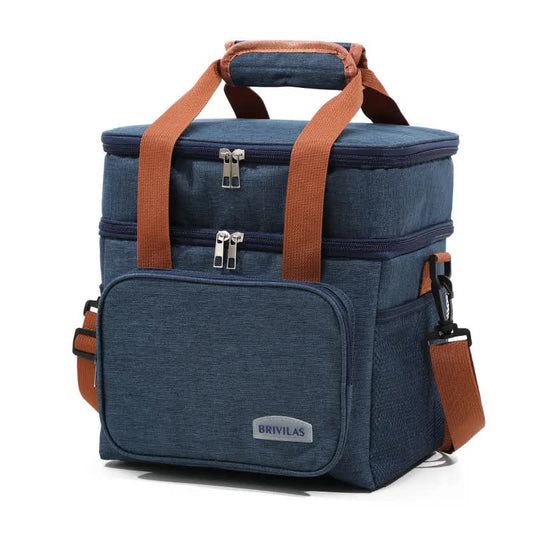 Blue Large Capacity Lunch Bag - Dual-Layer Insulated Cooler Bag for Outdoor, Picnic, and Work Use