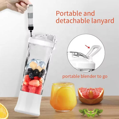 White 600ml Large Capacity Juicer Cup - Rechargeable Portable Multifunctional Ice Crushing & Fruit Blender