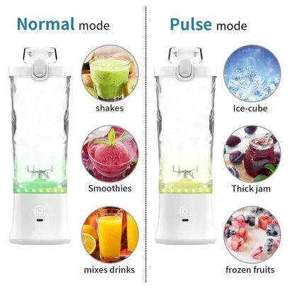 White 600ml Large Capacity Juicer Cup - Rechargeable Portable Multifunctional Ice Crushing & Fruit Blender