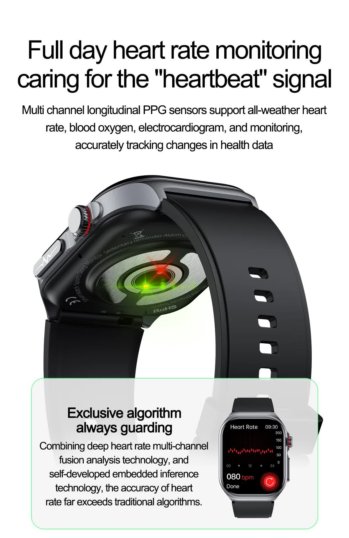 Black Smartwatch with Bluetooth Calling, ECG, Blood Pressure, Heart Rate, and Multi-Sport Modes