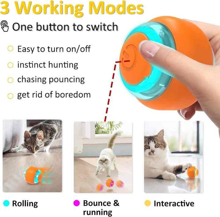 Interactive Electric Cat Toy Ball – Rechargeable Smart Rolling Pet Ball