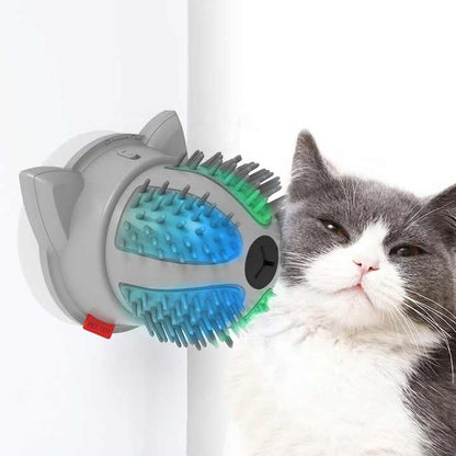 Electric Cat Massager Brush – Catnip & LED Interactive Grooming Toy