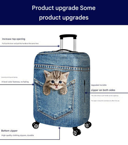 S 18-20 Inch Elastic Luggage Cover with Zipper, Travel Suitcase Protector, Scratch Resistant Luggage Cover