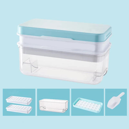 Blue Eco-Friendly Large Capacity Food-Grade Ice Cube Tray with Lid