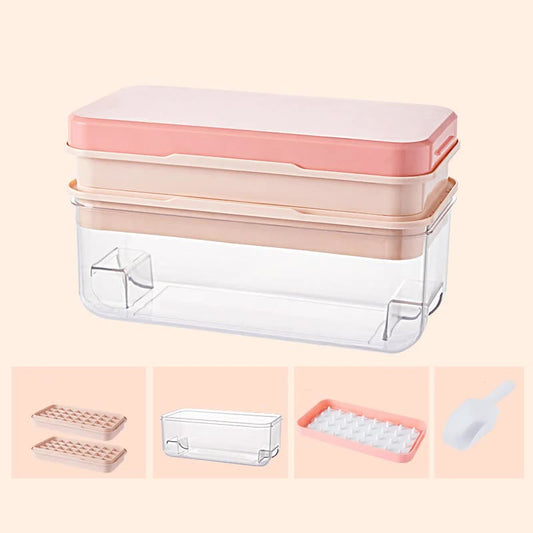 Pink Eco-Friendly Large Capacity Food-Grade Ice Cube Tray with Lid