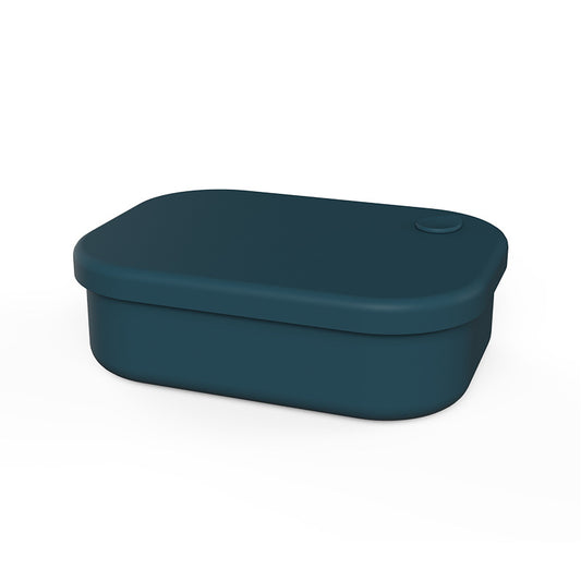 Dark Blue Food-Grade Silicone Lunch Box - Microwave Safe Bento Box with Dividers & Airtight Seal