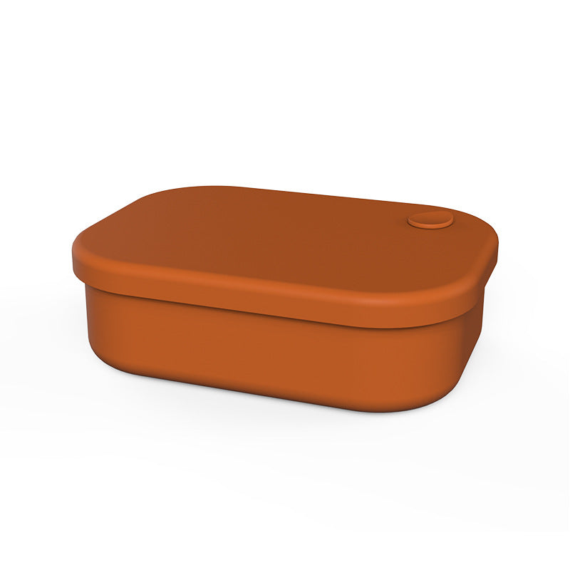 Dark Orange Food-Grade Silicone Lunch Box - Microwave Safe Bento Box with Dividers & Airtight Seal