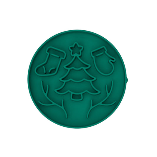 Green Silicone Slow Feeder Bowl for Dogs - Anti-Choking Christmas-Themed Lick Mat