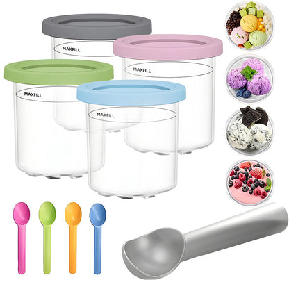 Four-color Set Durable Food Storage Containers With Spoon - Multi-Color BPA-Free Airtight Containers