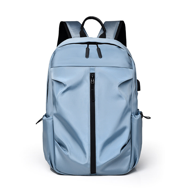 Sky Blue Business Casual Laptop Backpack with USB Charging Port - Travel, Work, and Student Use