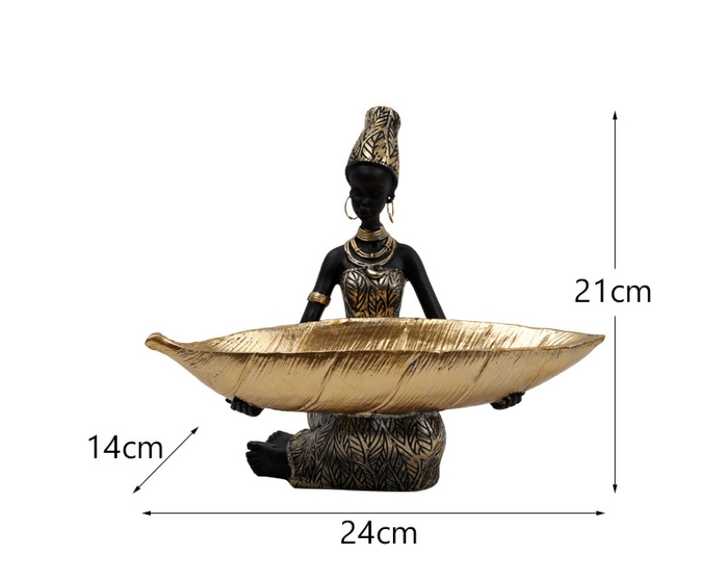 Elegant African Woman Resin Tray - Unique Home Decor and Storage Organizer