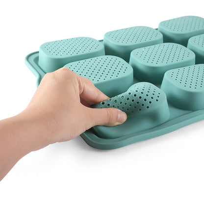 Green Silicone Mini Bread Loaf Baking Mold - Non-Stick 8-Cavity Bakeware Pan with Handles for Baking Cakes and Bread