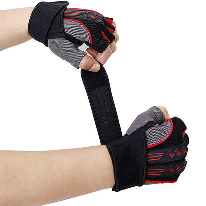 XL White Fingerless Workout Gloves with Wrist Support - Non-Slip, Breathable Gym Gloves for Weightlifting and Cycling