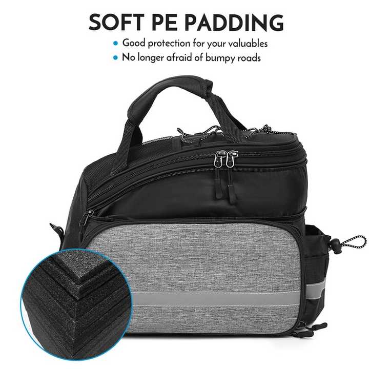 Insulated Bike Rear Rack Bag - Waterproof Storage Bag with Soft PE Padding for Cycling