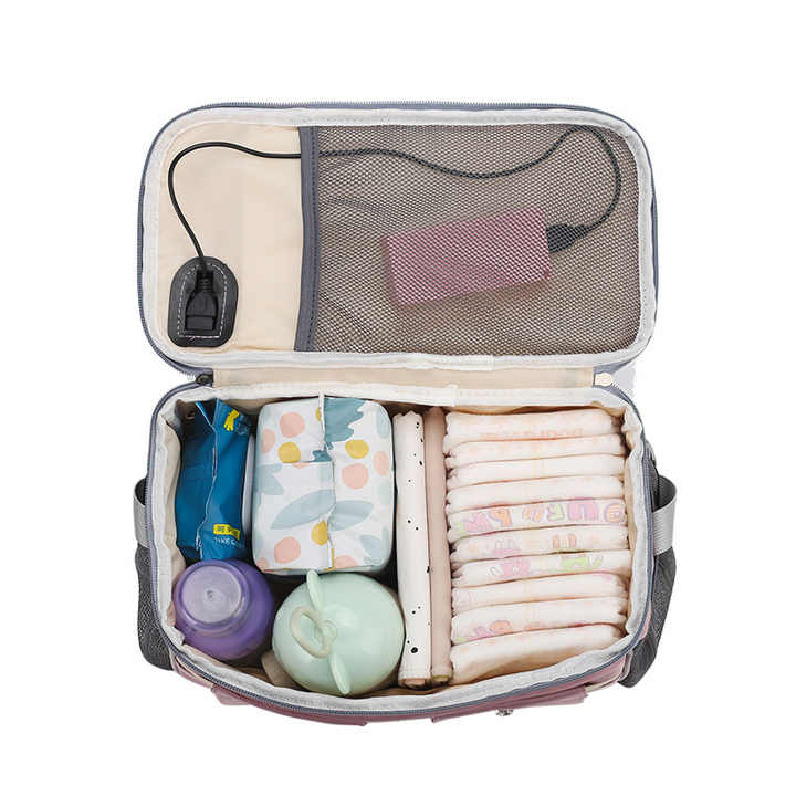 Green Stroller Organizer Bag - Multi-Functional Baby Bag with Touchscreen Window, USB Port, and Bottle Holders