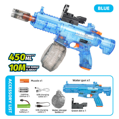 Blue Electric Water Gun - 450ml High-Capacity Automatic Water Blaster with 10M Range and Accessories(Rechargeable Lithium Battery)