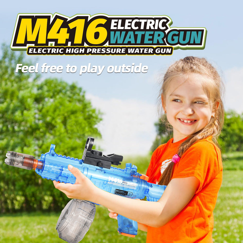 Blue Electric Water Gun - 450ml High-Capacity Automatic Water Blaster with 10M Range and Accessories(Rechargeable Lithium Battery)