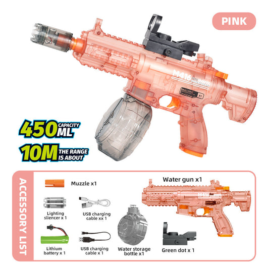 Pink Electric Water Gun - 450ml High-Capacity Automatic Water Blaster with 10M Range and Accessories(Rechargeable Lithium Battery)