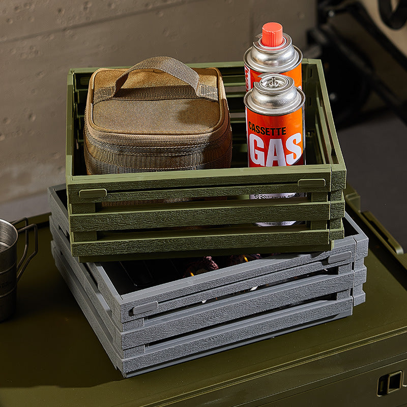 Grey Foldable Industrial Storage Crates - Portable Outdoor Collapsible Storage Box for Home and Travel