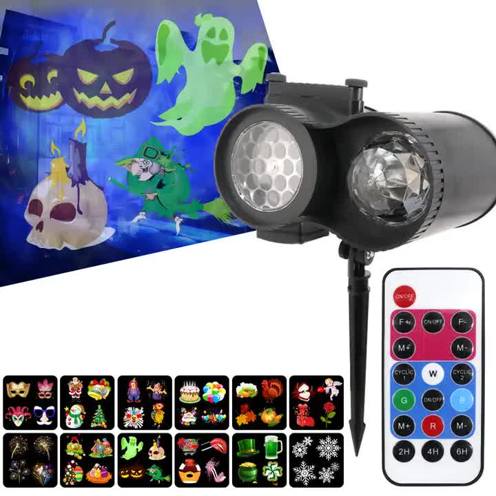 Bracket  Outdoor Waterproof Lawn Dual-Tube Projection Light – LED Halloween & Christmas Dynamic Water Ripple Animation, Replaceable 12 Slides, Stake or Stand Mountable