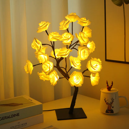 LED Rose Flower Tree Light with Detachable Base and USB Switch – Decorative Night Light for Home Décor