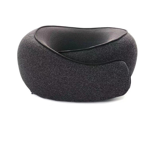 Dark Gray Velcro Tape Memory Foam U-Shaped Neck Pillow - Snail Travel Cushion for Airplane, Office Nap, and Travel - Adjustable with Magnetic Therapy Cloth