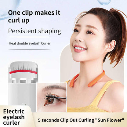 Pink Electric Heated Eyelash Curler, Portable Rechargeable Lash Curler, Long-Lasting Eyelash Curling Tool