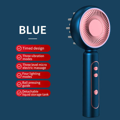 Blue Intelligent Scalp Massager Brush with Red Light Therapy - Hair Care, Volumizing, and Essence Applicator