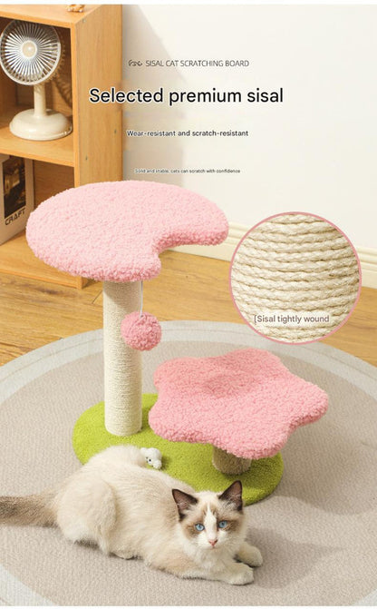 Blue Compact Cat Climbing Frame with Dual-Level Sisal Posts and Playful Design - Perfect for Scratching and Jumping