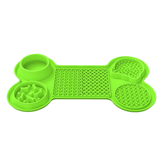 Green Silicone Pet Licking Mat Slow Feeder Pad with Strong Suction and Foldable Design, Heat Resistant -40°C to 240°C, for Dogs and Cats