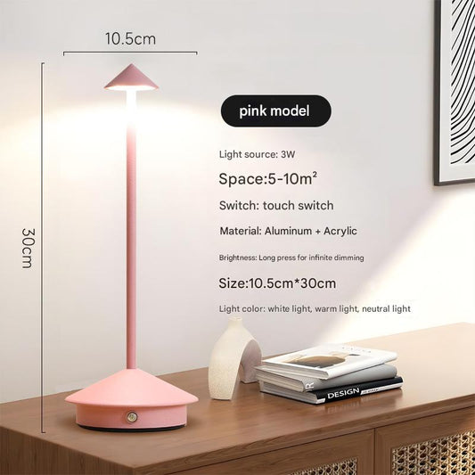 Pink Modern Minimalist Aluminum LED Mushroom Night Light - Creative Bedside Atmosphere Lamp for Dining Room and Bedroom