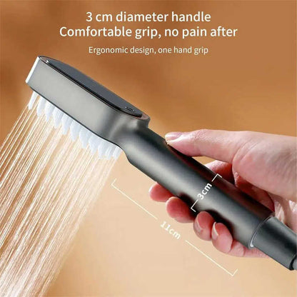 Black Handheld Shower Head with Silicone Brush and Massage Function - High-Pressure Water Spray