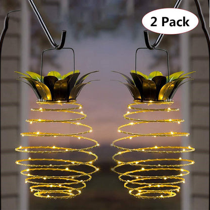 2 Pcs 30 LEDS Solar Pineapple Lantern – Outdoor LED Decorative Hanging Light, Waterproof Iron Art, Solar-Powered Garden String Light