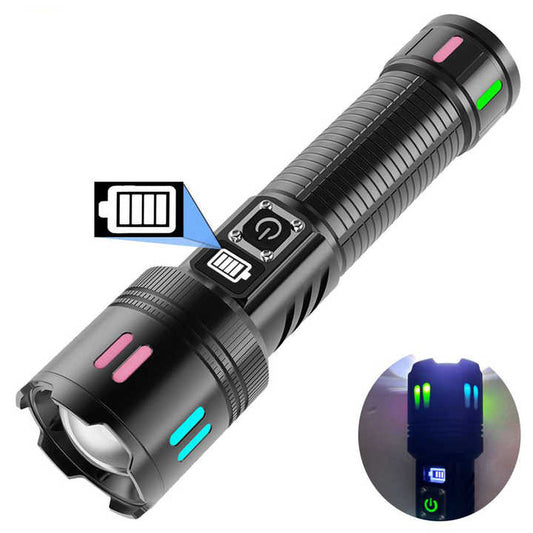 Carton Box Rechargeable High-Power Emergency Flashlight – Super Bright Portable Outdoor Patrol Torch with Digital Display