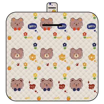 Thickened Waterproof Picnic Blanket - Portable Outdoor Beach Mat for Camping and Hiking 150*200cm(Bow tie bear)